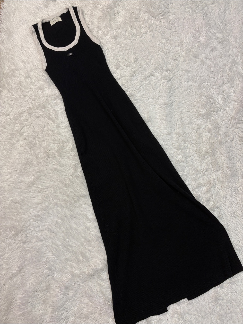 DISSH Signature Black White Contrast Midi Long Knit Tank Dress - Picture 3 of 7